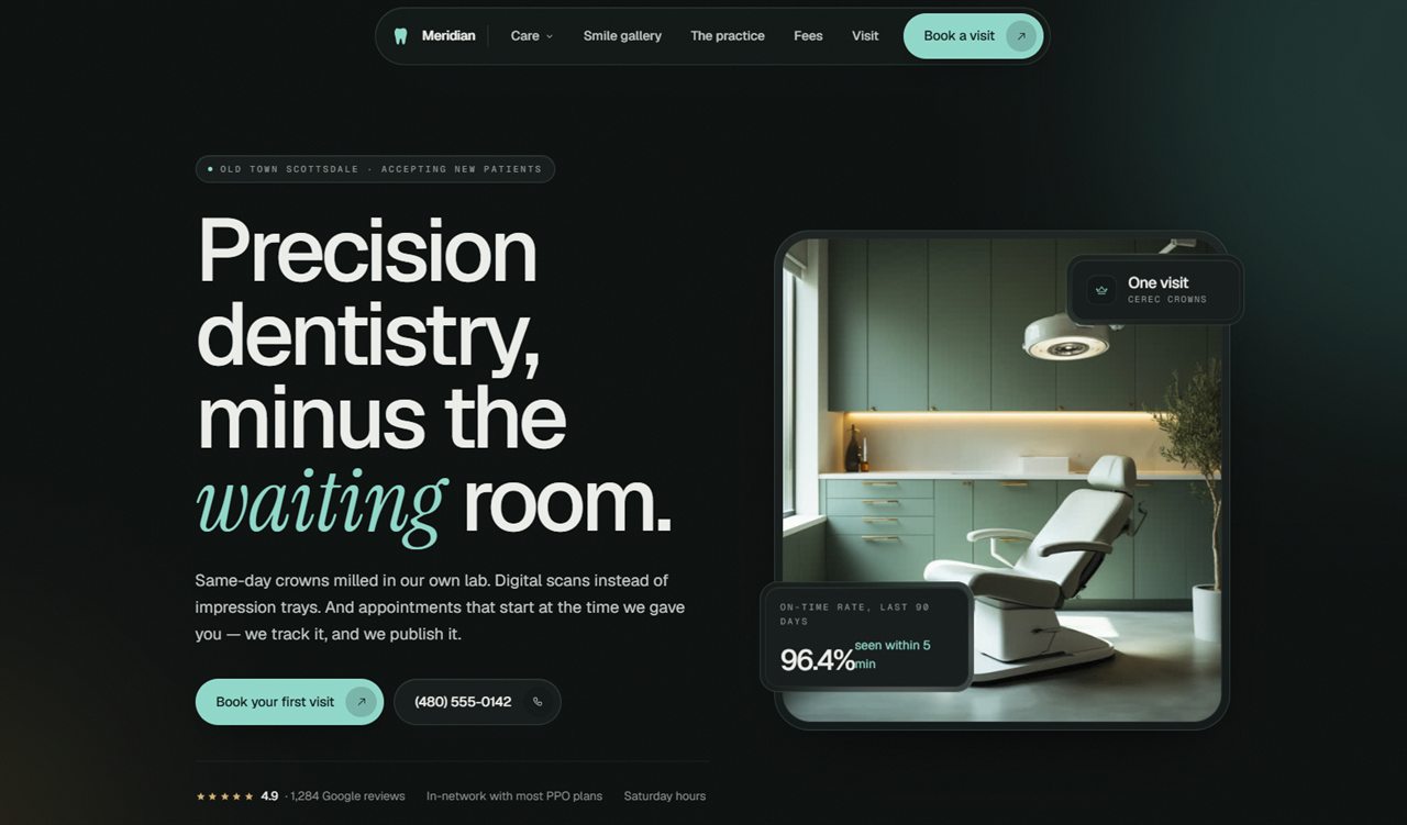 The Meridian Dental practice website