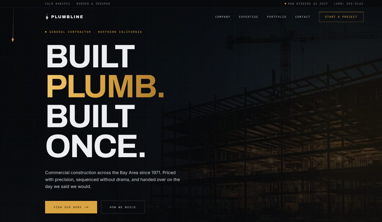 The Plumbline Construction website
